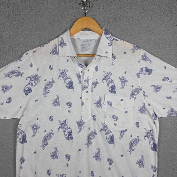 B Draddy Parsons Polo Shirt Mens Medium 100% Organic Pima 4 Button Lightweight - Picture 2 of 9